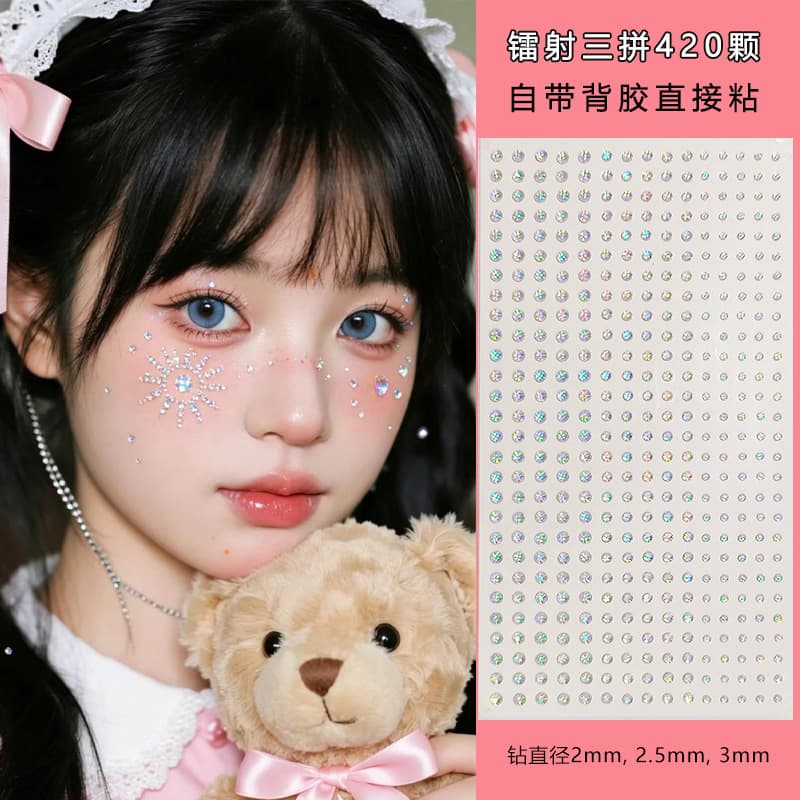 Trendy Makeup Rhinestone Butterfly Tear Drop Pearl Eye Tail Glitter Stickers Water Drill Face Gems Eye Decorations