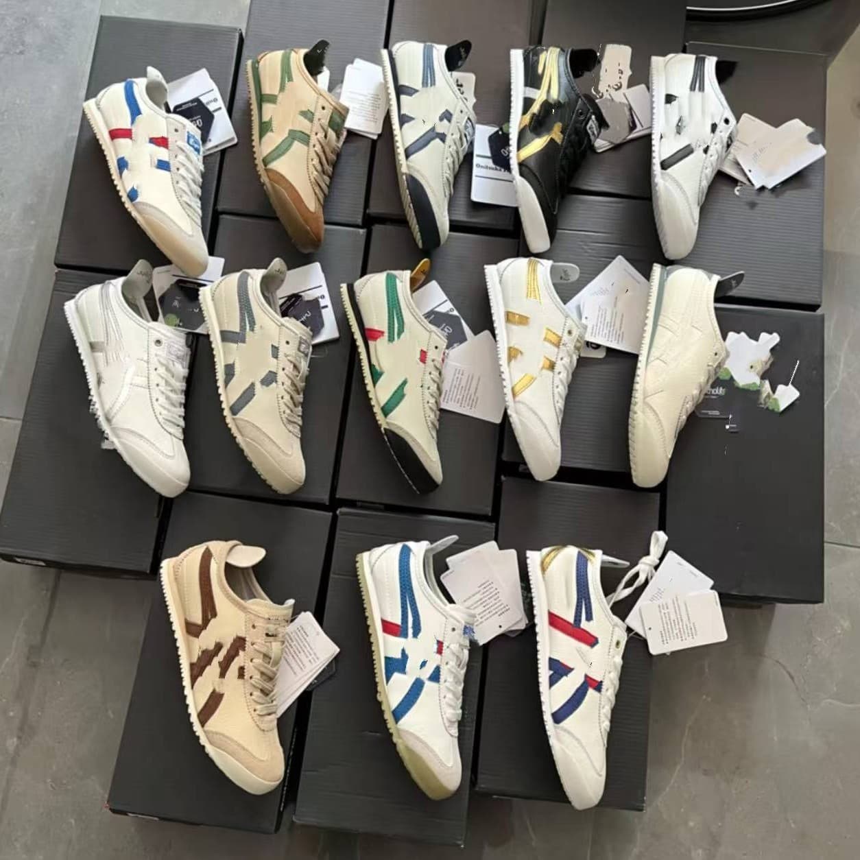Putian Onitsuka Tiger Genuine Leather Mexi66 Low-Top Sneakers for Men and Women, Breathable, Lightweight, Height-Increasing, Wear-Resistant