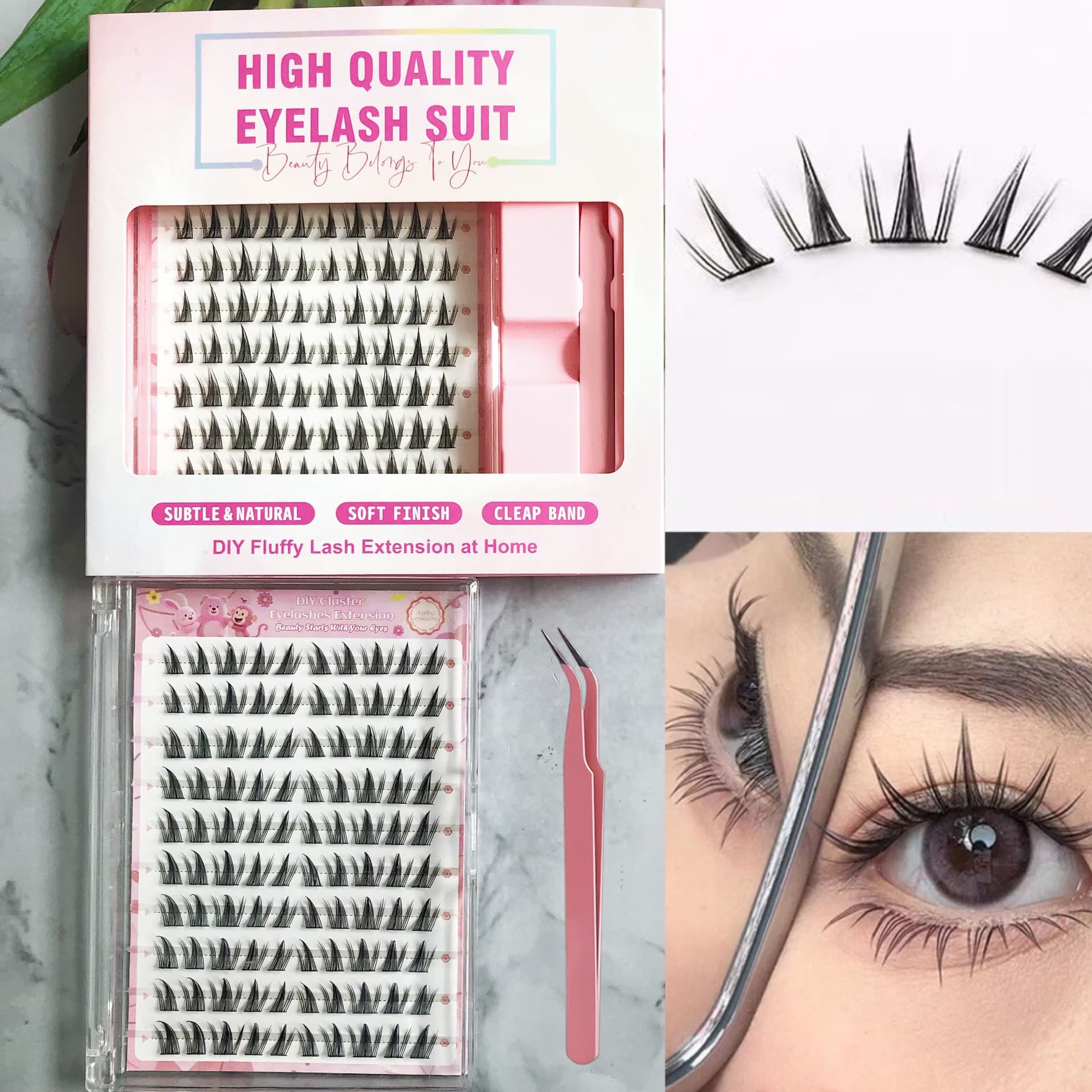Cross-border false eyelash set, large capacity sunflower lashes, eye-enlarging, lightweight, photogenic, single cluster, gentle