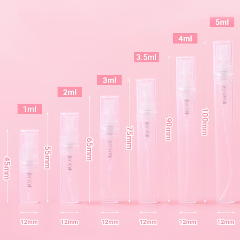 Plastic Perfume Bottle with Snap Spray Bottle Refillable Sample Fragrance Pen Small Sample Size 1ML 2ML 3ML 5ML
