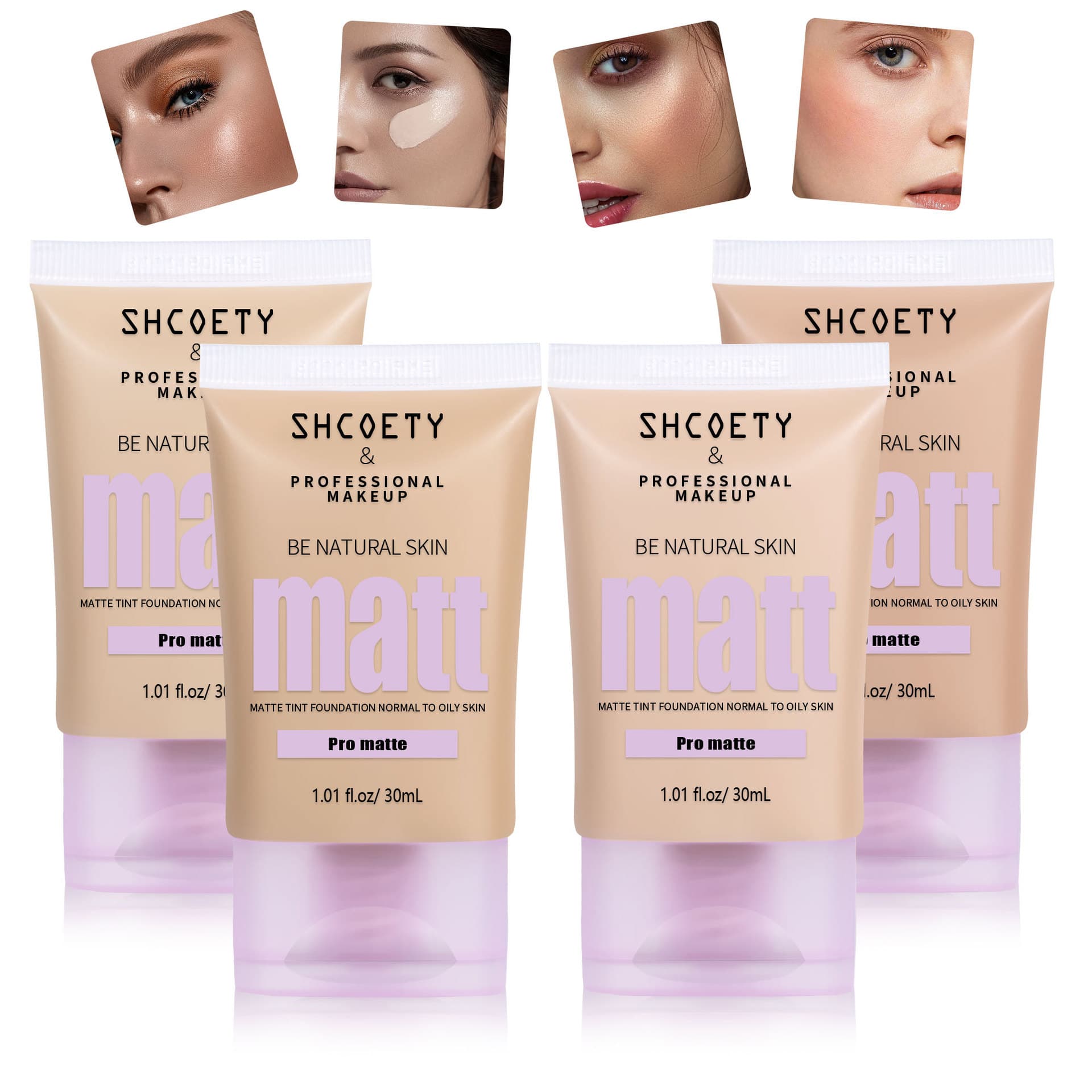 SHCOETY Cross-Border 4-Color Lightweight Breathable Liquid Foundation Concealer Natural Long-Lasting Matte Brightening BB Cream
