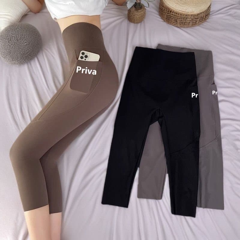 Summer Capri Yoga Pants for Women, Slim Fit, Pockets, Barbie Pants, Peach Butt, Plus Size, Tights
