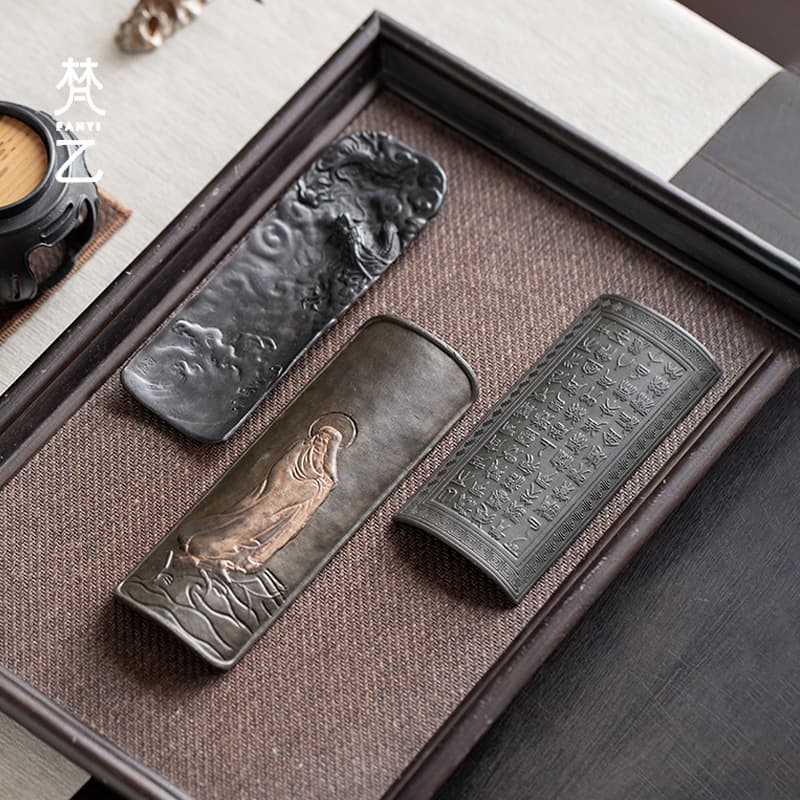 Fanyi Antique Tin Tea Scoop Two-Piece Set: Tea Appreciation Scoop, Tea Pick, Tea Tray, Home Tea Spoon, Tea Utensil, Tea Ceremony Accessories