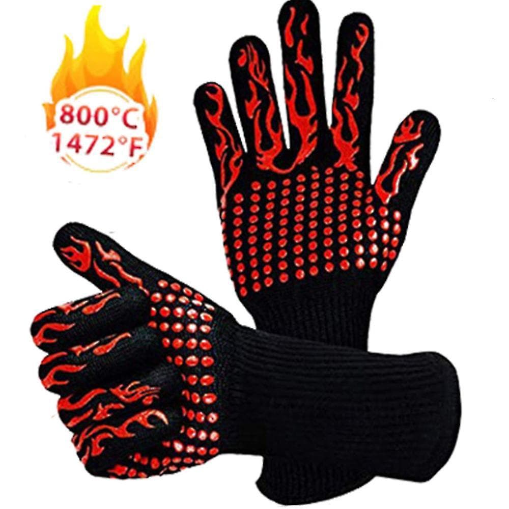 Amazon in stock BBQ gloves, flame-grilling gloves, silicone non-slip oven resistant gloves, heat resistant to 500-800 degrees Celsius.