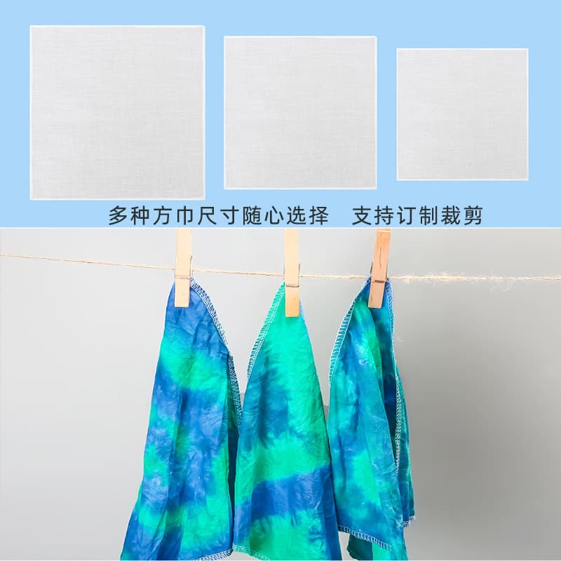 Pure Cotton Tie-Dye Fabric Eco-Printing White Small Square Handkerchief for Children Students Kindergarten Leaf Printing Full Cotton Cloth Square Towel