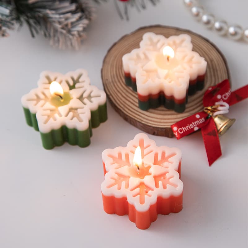 Snowflake Shaped Scented Candle DIY Cross-border Christmas Holiday Atmosphere Decoration Gift Handmade Fragrance Candle Wholesale