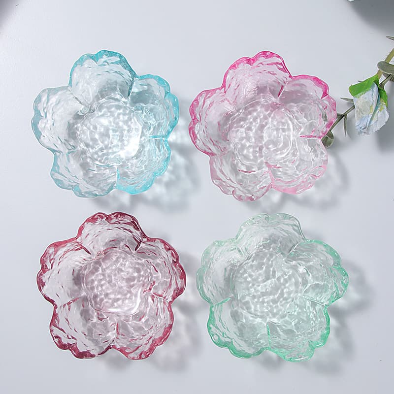 Japanese Hammered Pink Sakura Glass Sauce Dish Small Plate Vinegar Dish Hotpot BBQ Dipping Dish