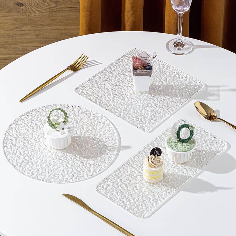 Acrylic tray round stone pattern transparent dessert tray special light luxury high-end water ripple cake tray