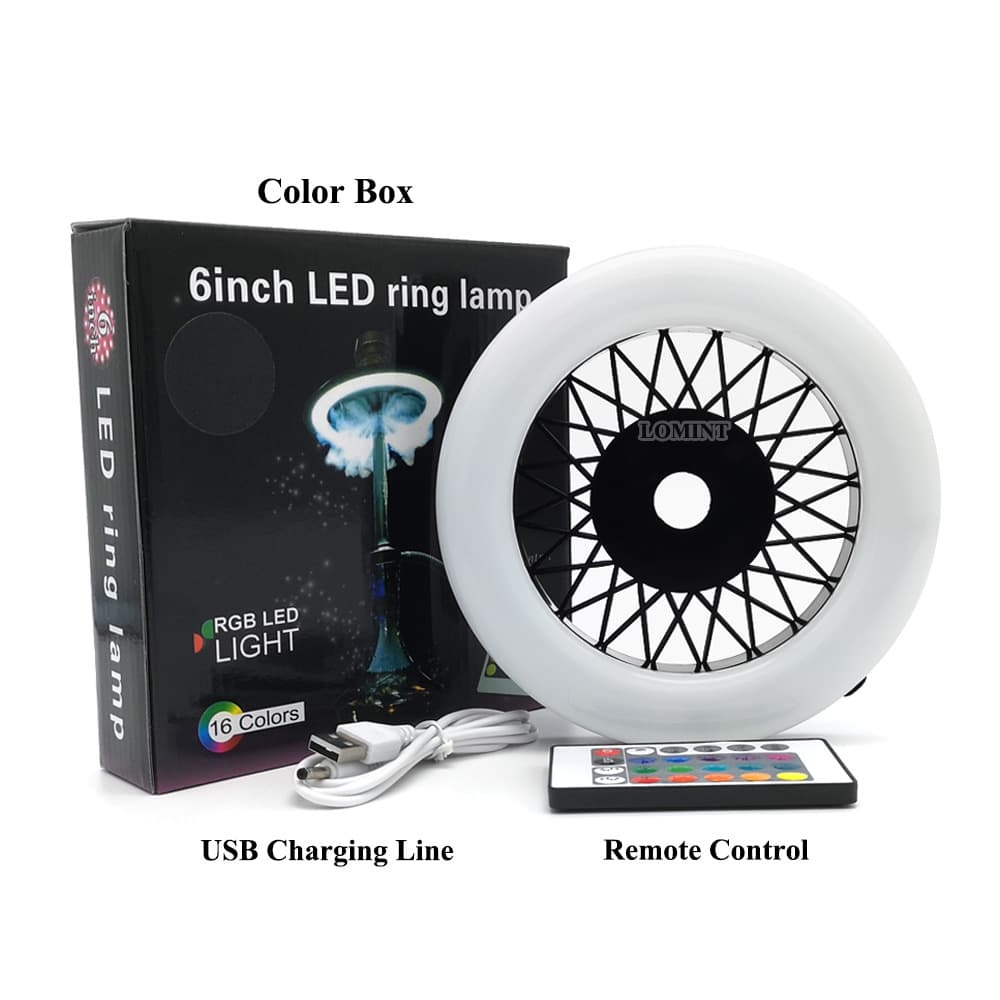 Arabic Hookah Accessories LED Ambient Light Black Wheel Shape Remote Control Light Plate with Data Cable Shisha