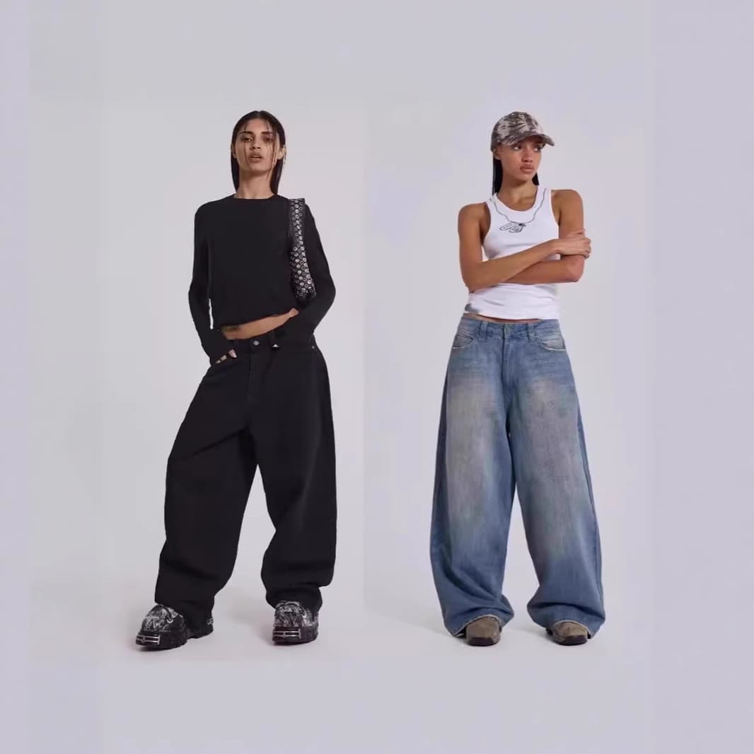 jaded london 24AW Millennial hottie y2k low waist retro washed wide leg jeans casual trousers