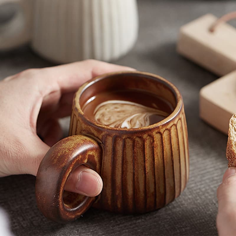 Factory Kiln Change Big Ears Coffee Cup Set Household European Style Retro Mug Creative Ceramic Cup Ins Style