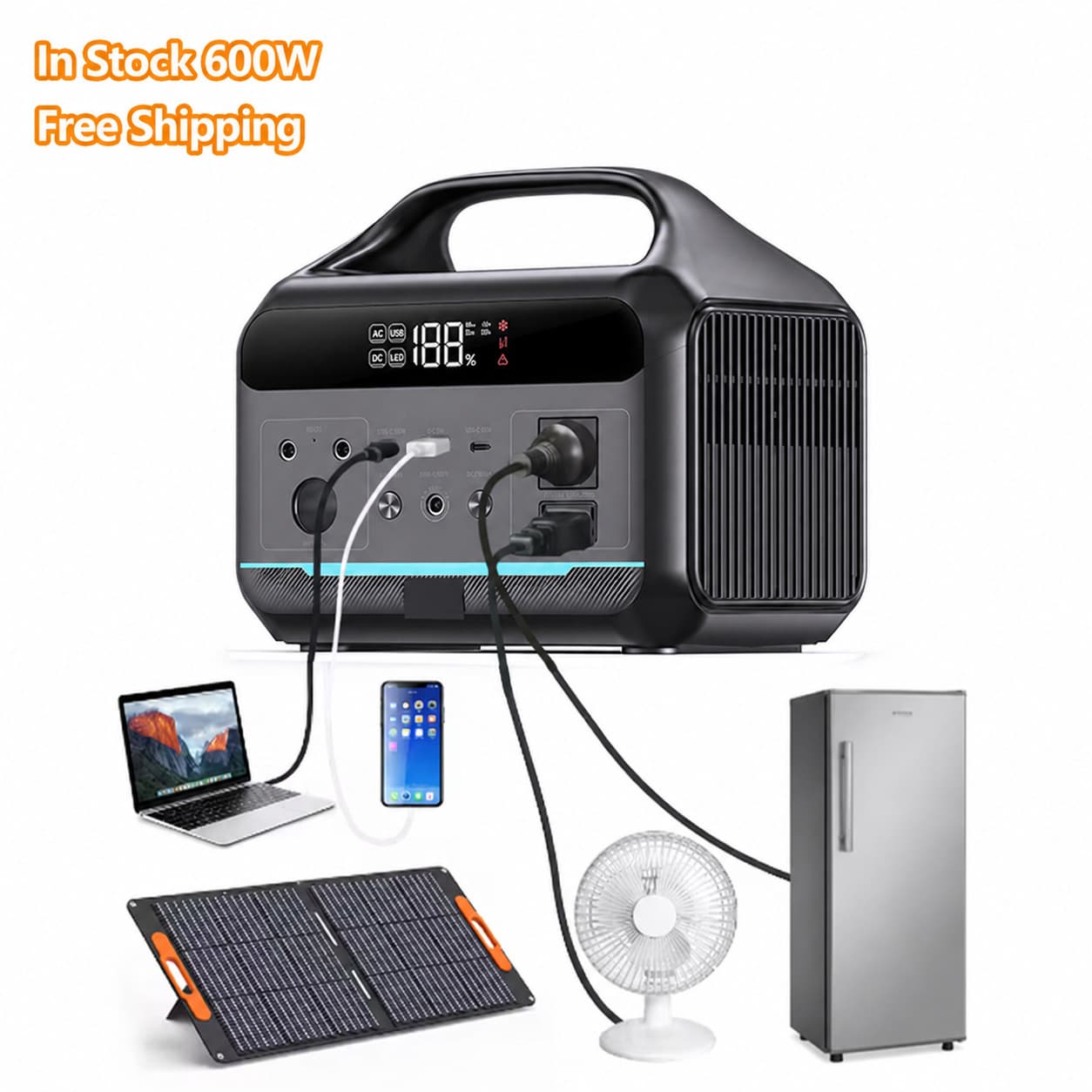 600W Portable Solar Generator 110V 220V MPPT Power Supply