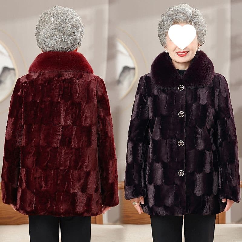 Women's winter fleece-lined coat, thickened cardigan, new style for 60-year-old grandmothers, autumn and winter style.