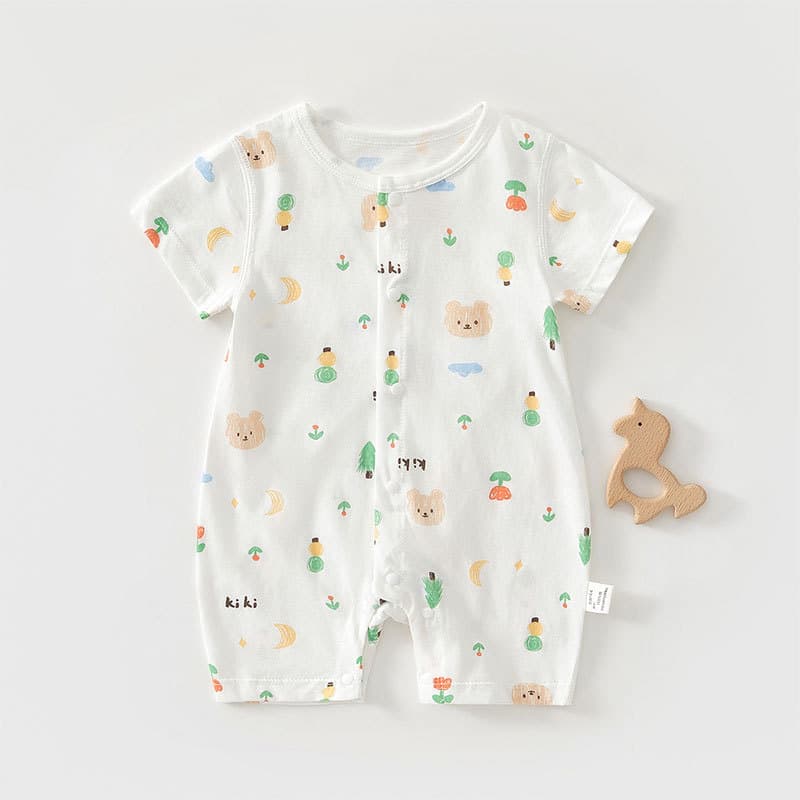 New Baby Short-Sleeve Bodysuit Class A Pure Cotton Summer Thin Newborn Baby Romper Children's Homewear Summer Clothing