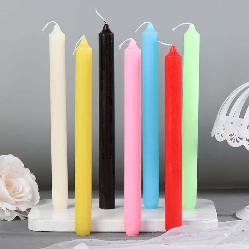 Factory wholesale smokeless colored taper candles, wedding party favors, long taper candles, hotel decoration, birthday, Instagram