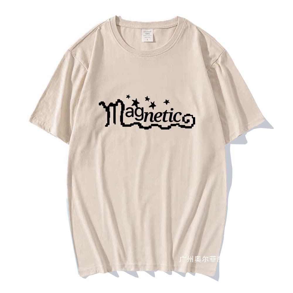 2025 New Foreign Trade Independent Brand Loose and Comfortable Illit Band T-Shirt with Magnetic New Song Letter Print T-Shirt