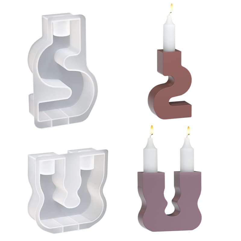 Epoxy Resin Mold U-Shape S-Shape Wave Candle Holder DIY Aromatherapy Plaster Candle Base Silicone Mold
