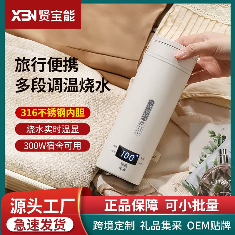 Electric kettle, travel thermos, mini electric kettle with intelligent temperature control, portable.