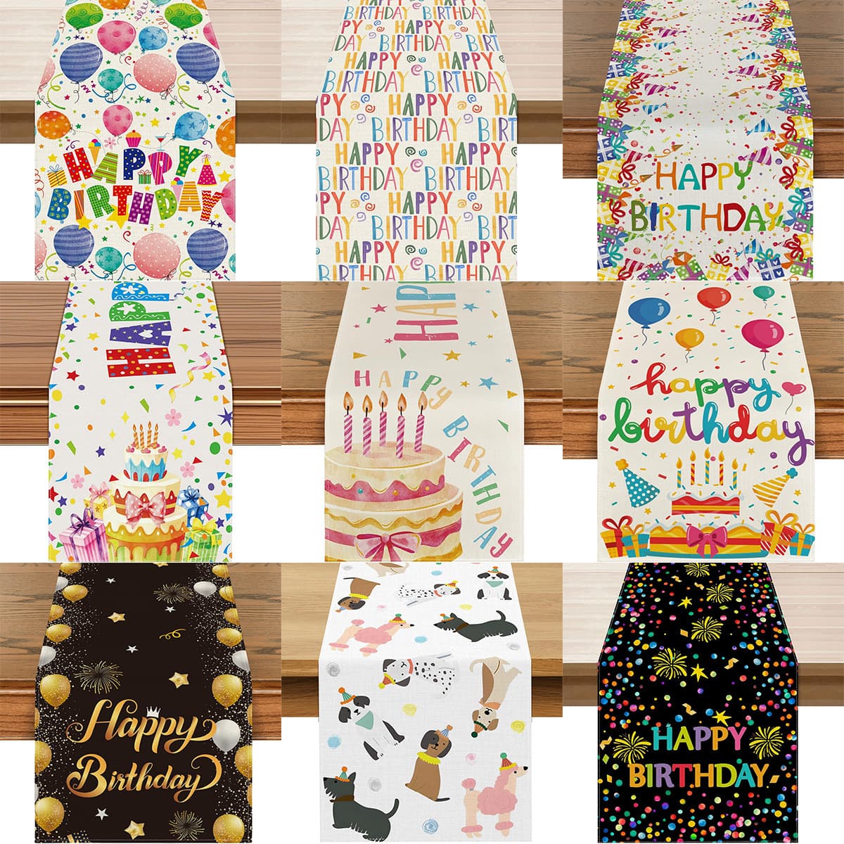 Amazon cross-border new product table flag birthday party party balloon ribbon cake printing exquisite creative home textiles