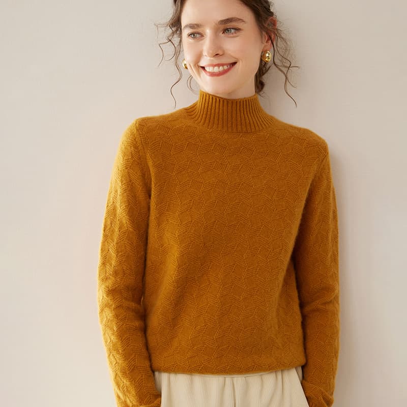 Cable half turtleneck cashmere sweater women's pullover loose solid color casual commuting bottoming long-sleeved warm top thick