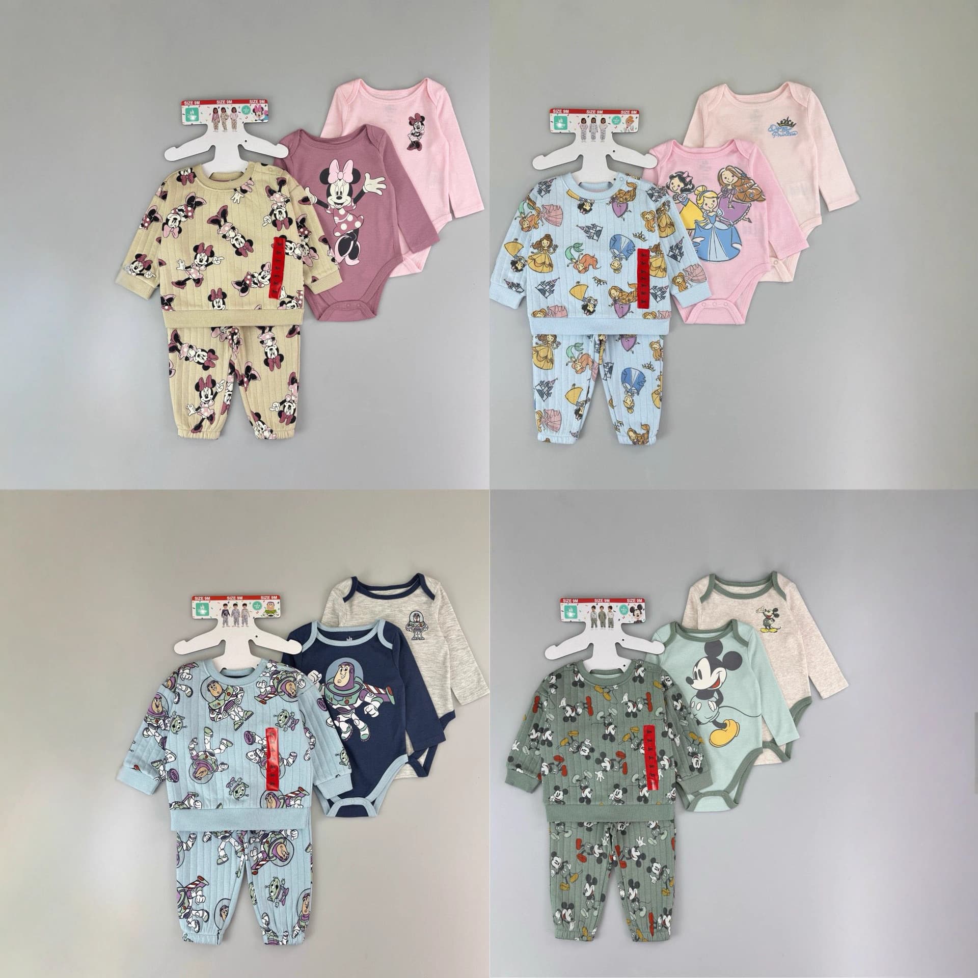 [Direct wholesale] Dis*ney baby infant 4-piece set: hoodie, bodysuit, toddler 4pcs set