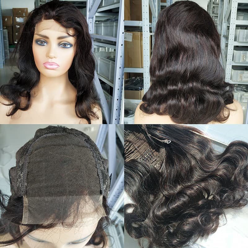 Body Wave Human Hair Wig 4x4 Three Part Closure Wig 16 Inch