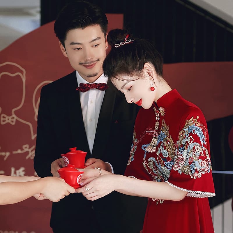 Cross-border Wholesale Toast Dress 2026 New Wine Red Medium Length Gown Engagement Thank You Banquet Maternity Dress Cover Belly