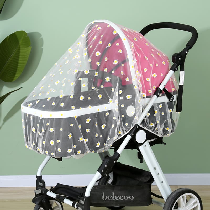 Chrysanthemum Star Print Full Cover Baby Stroller Mosquito Net - Enlarged and Dense Mosquito Protection for Umbrella Strollers