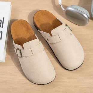 Men's Half-Drag Thick Sole Soft Flat Lazy Slip-On Enclosed Toe Birkenstock Shoes for Summer Outings