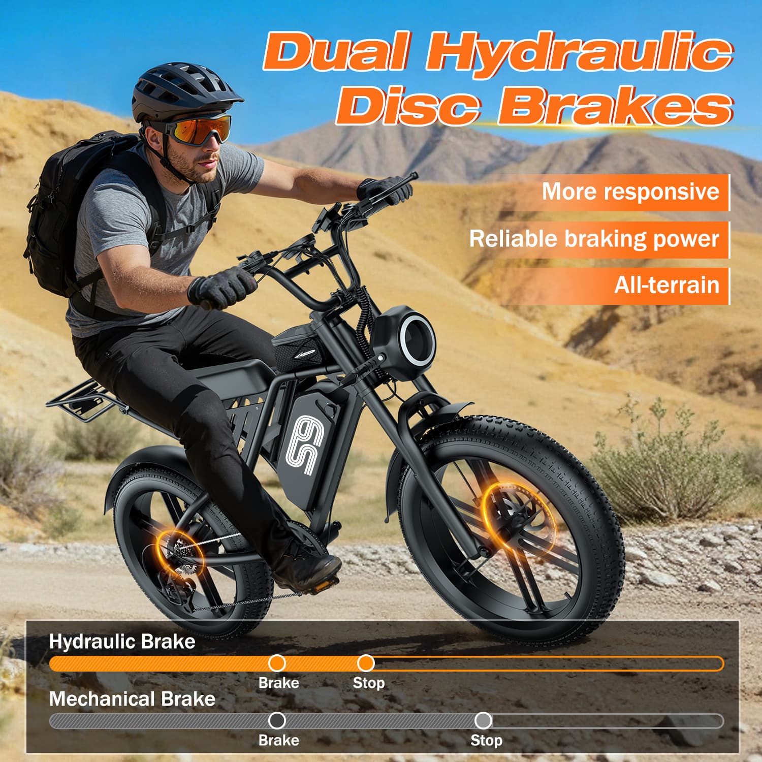 Factory Direct Cross-Border Stock 20-inch Peak 1500W Retro Electric Motorcycle Snow Off-Road Electric Bicycle