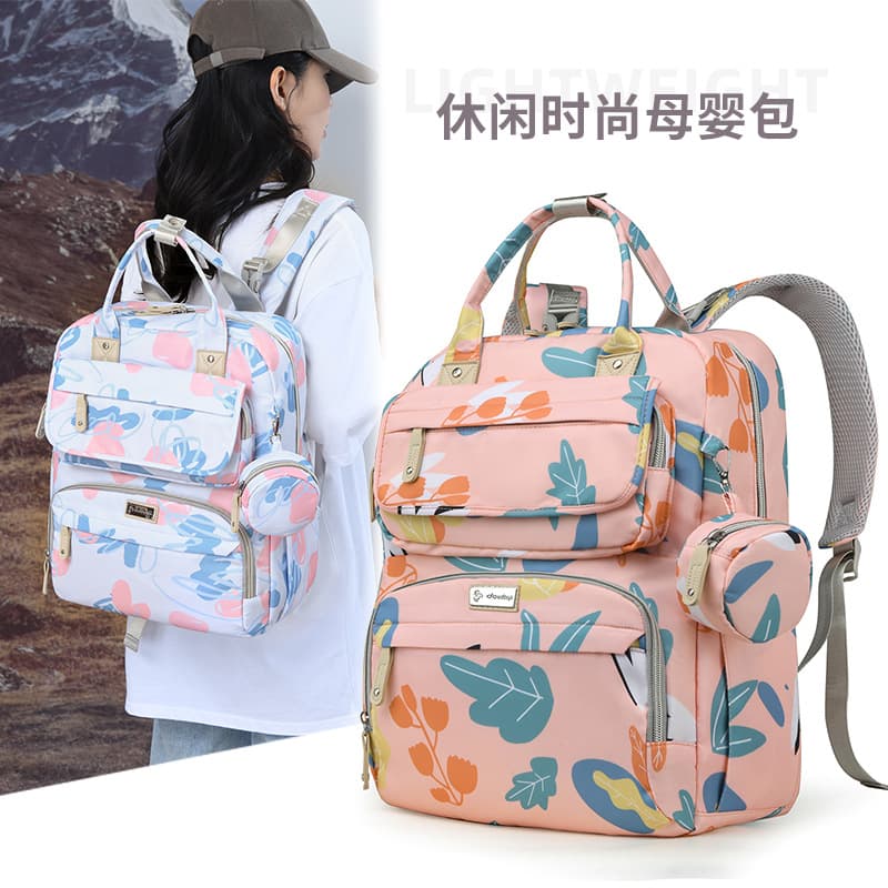 Baby mom goes out printed leaf mommy bag bottle insulation portable breast milk refrigeration bag new maternity baby care bag