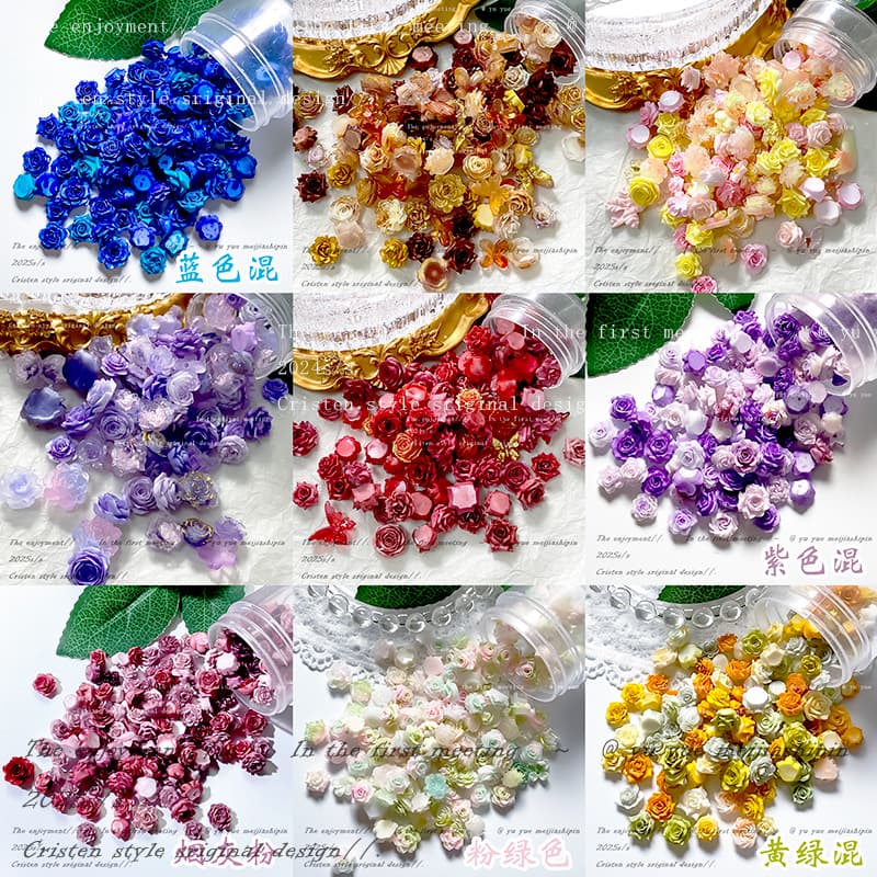 [Material Kit] Ins Style Tie-Dye Misty Sea Rose DIY Accessories Handmade Flowers Mixed Sizes