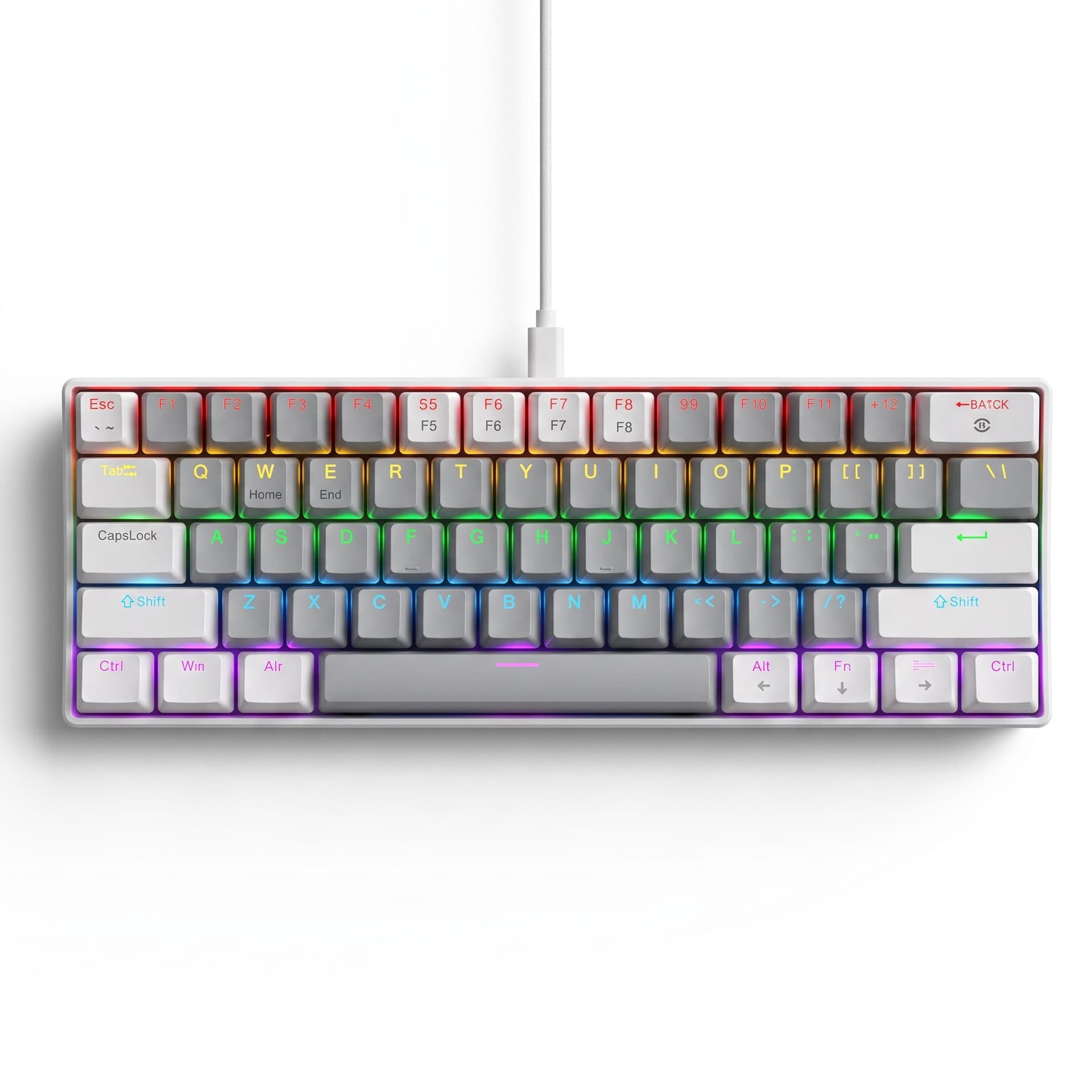 K61 Mechanical Keyboard - Green Switch, Red Switch, Brown Switch, Black Switch, Detachable Cable, RGB Lighting, Esports Gaming Mechanical Keyboard