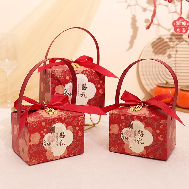 2026 New Chinese Style Wedding Candy Box with Handle, Premium Niche Wedding Gift Bag, Souvenir Box