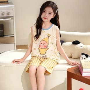 Modal Girls' Pajamas Summer Thin Vest Sleeveless Big Kids Star Ice Silk Sleepwear