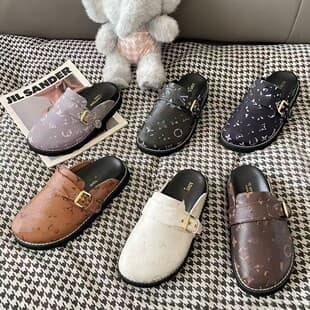 Louis Letter Slippers Sandals Women Outdoor Summer New Thick Sole Outdoor Slip-On Couple Wrapped Toe Half Slippers