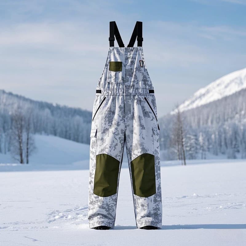 Customized white snow camouflage hunting bibs waterproof thickened white camouflage hunting bibs