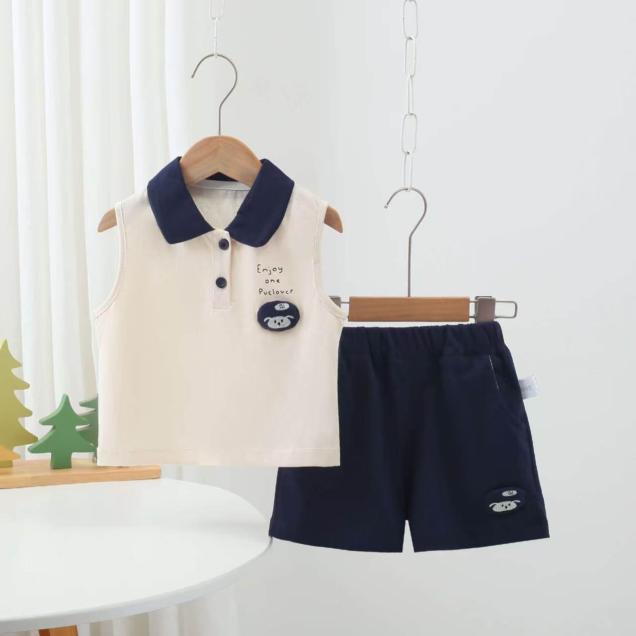 Boys summer new cartoon sleeveless vest boys shorts baby two-piece children's suit