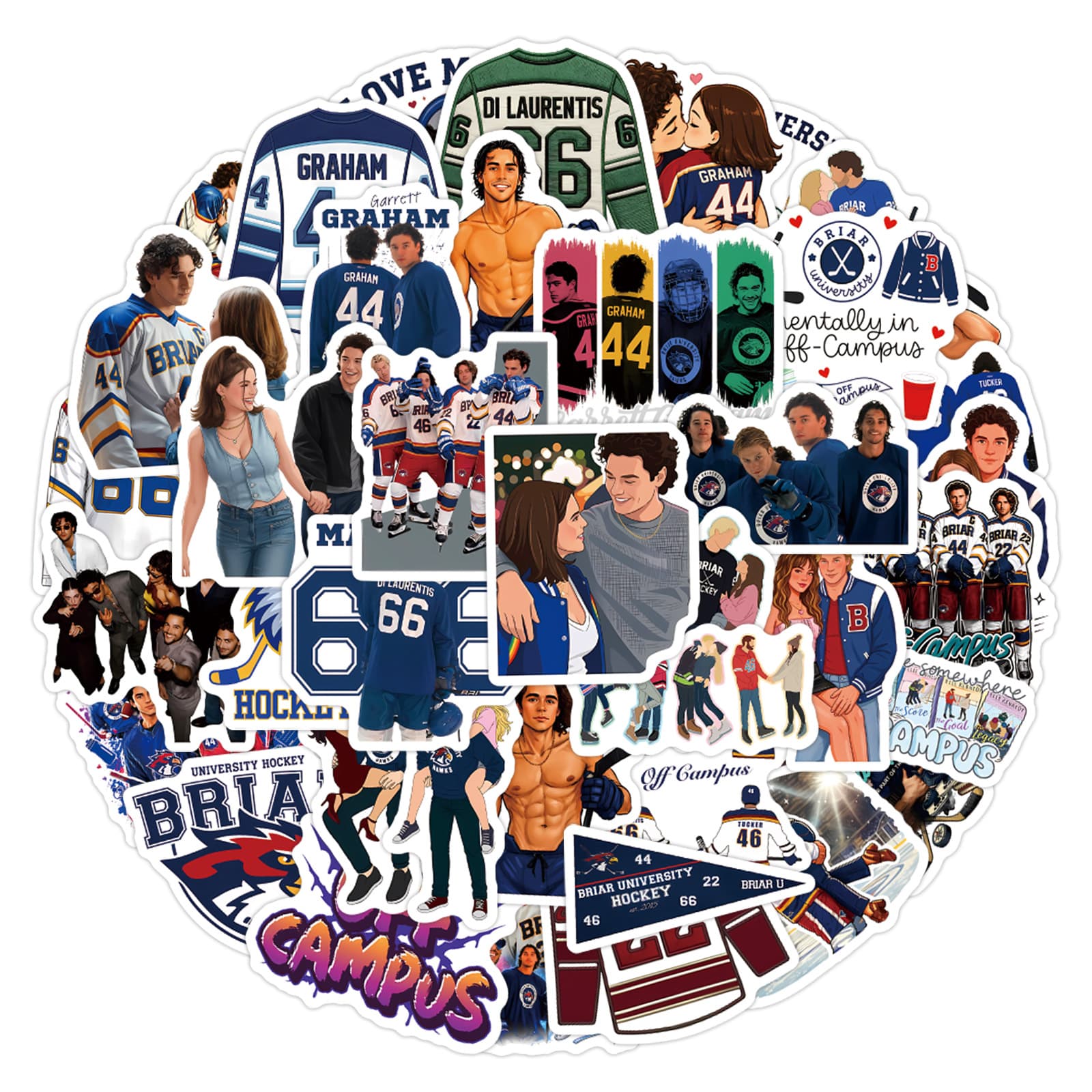 62 classic American TV series Off Campus campus love graffiti stickers suitcase water cup stickers wholesale