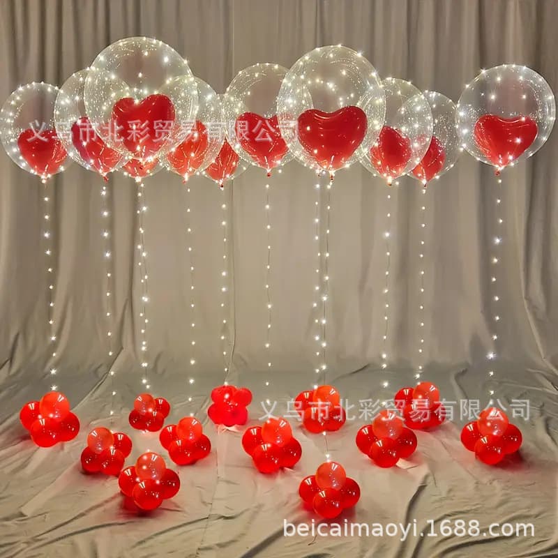 Love balloon floating in the air helium luminous wave ball Valentine's Day confession wedding party atmosphere decorative balloon
