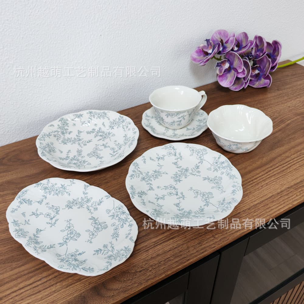 French ceramic tableware, ceramic plate, ceramic bowl, high-looking afternoon tea, dessert plate, dessert plate, coffee cup, saucer, dinner plate