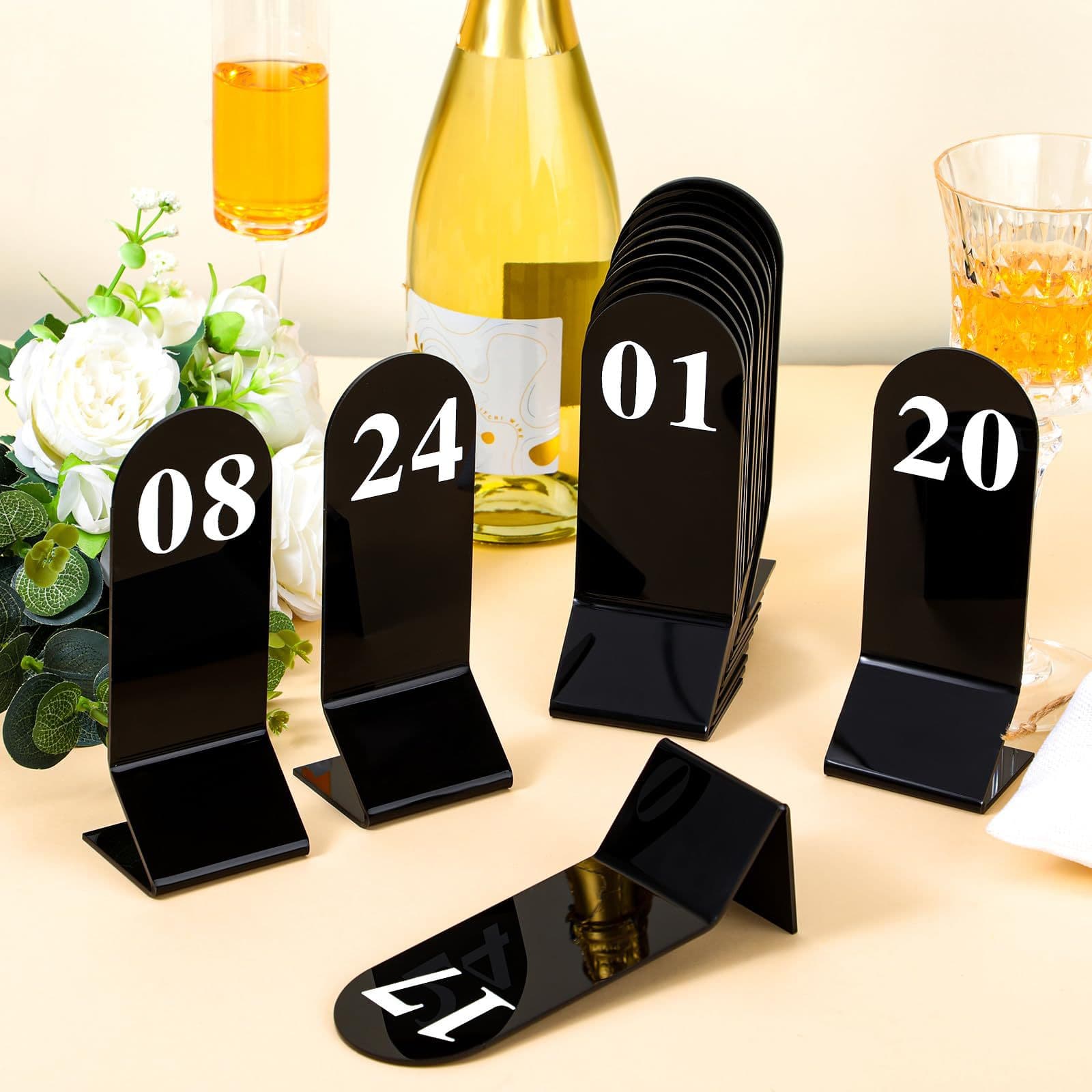 Acrylic Black Double-Sided Digital Camping Restaurant Bar Table Number Stand Wedding Meal Pickup Sign Seat Number Plate