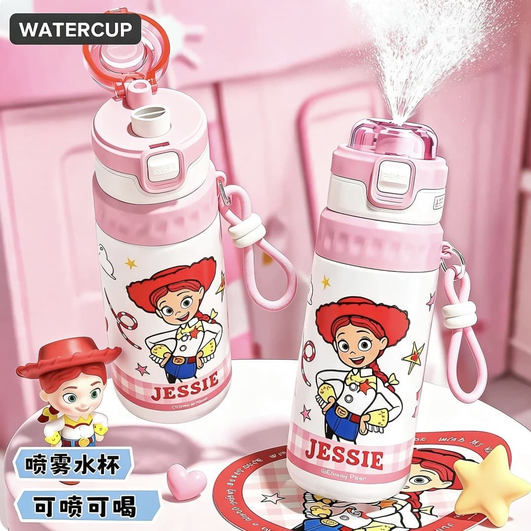 Toy Story Spray Insulated Cup, Summer Kids School Cold Drink Bottle, Portable Large Capacity Thermos for Girls