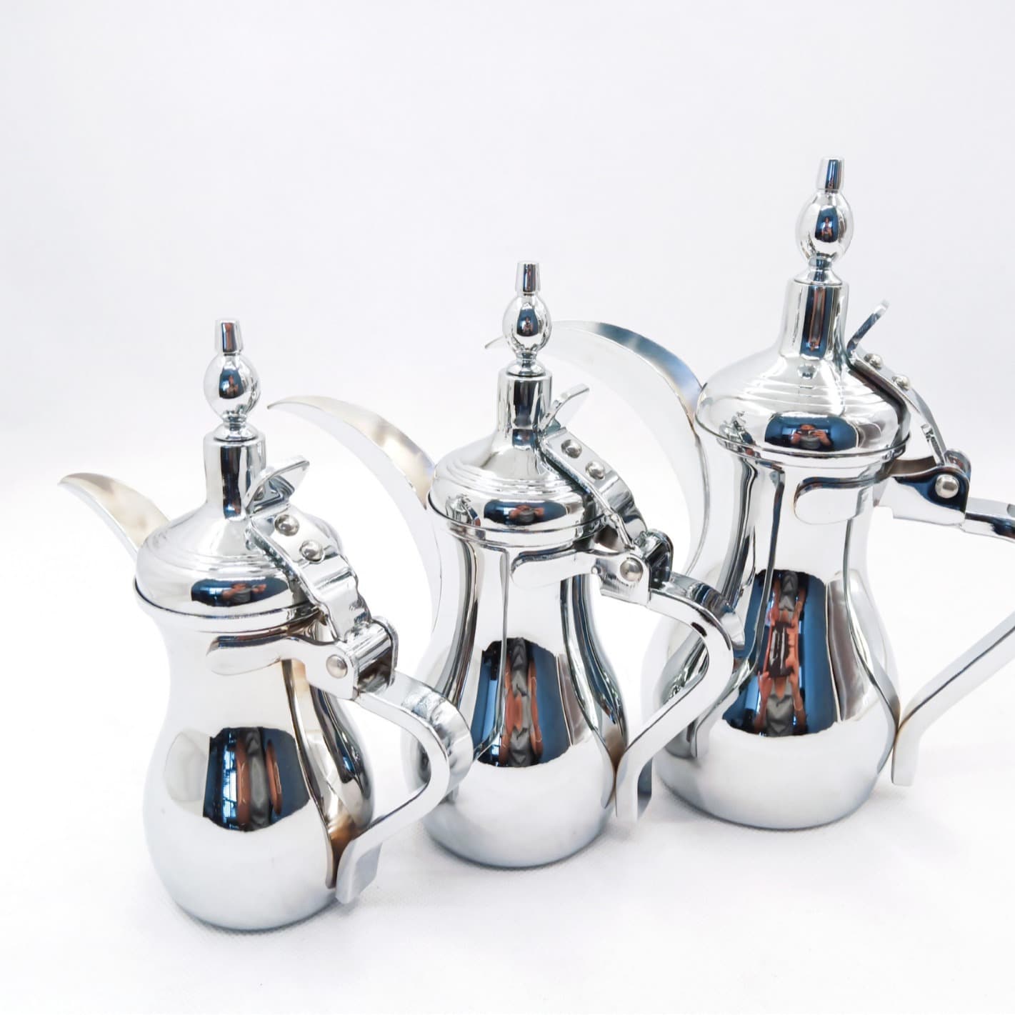 Manufacturer wholesale foreign trade stainless steel Arabic coffee pot Middle Eastern gold and silver coffee pot kettle dallah