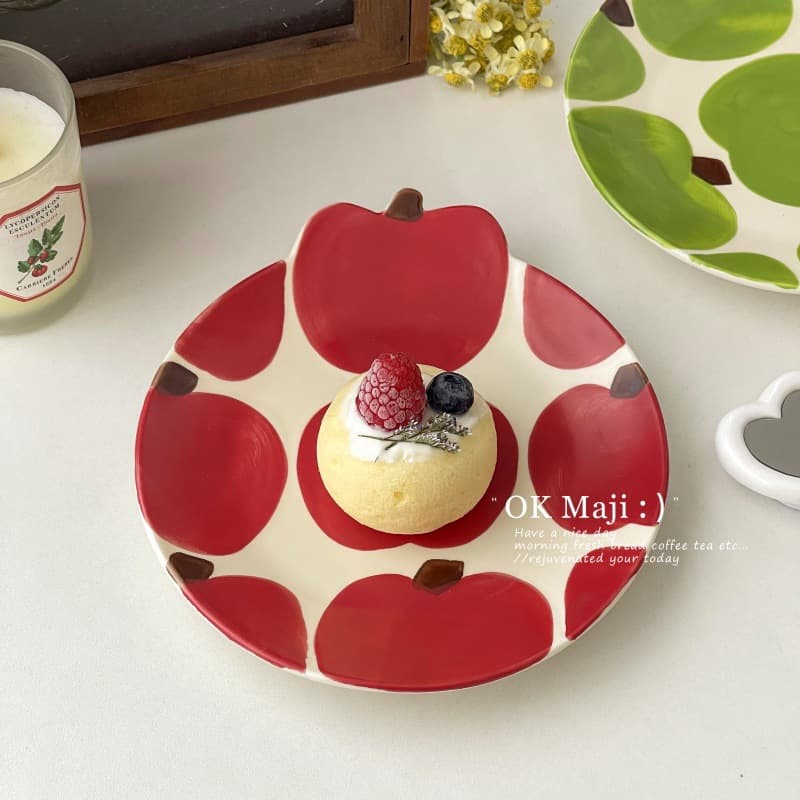 Creative Ceramic Plate Cute Underglaze Color Dish Premium Fruit Dessert Plate Exquisite Beautiful Dinner Plate
