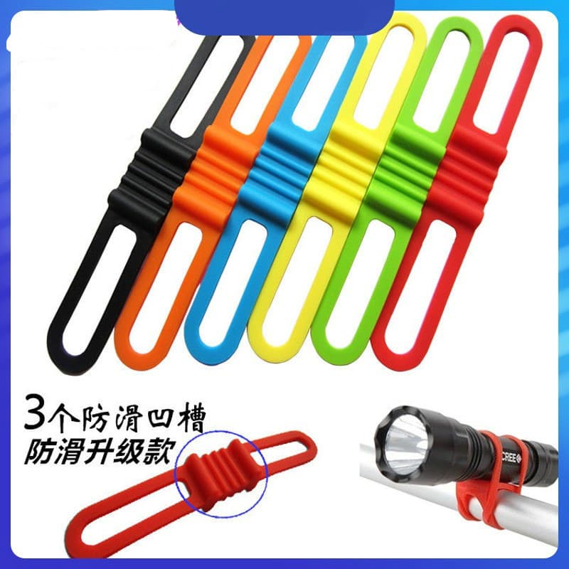 Universal Bicycle Light Mount High Elasticity Silicone Lamp Clip Multi-Function Strap Flashlight Holder Front Light Mount Other In Stock