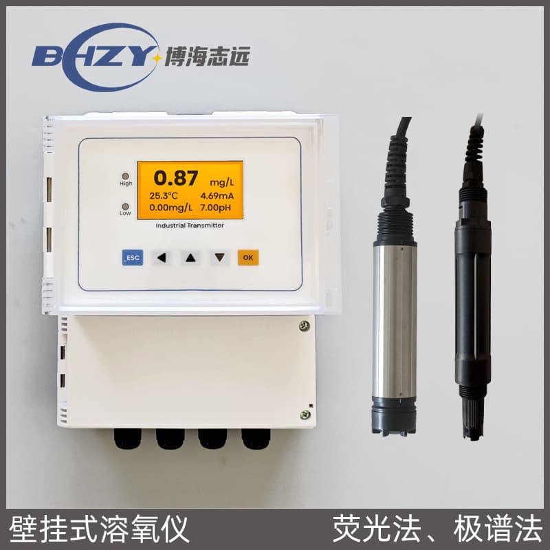 Bohai Zhiyuan Wall-Mounted Optical Dissolved Oxygen Meter, Industrial Online DO Controller for Aquaculture