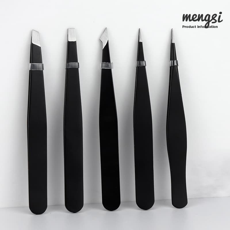 Spot black stainless steel eyebrow clip four-piece set plucking clip eyebrow eyebrow pliers eyebrow trimming clip eyelash tweezers set