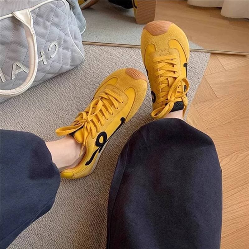Hong Kong Genuine Leather Forrest Gump Shoes for Women, 2025 Spring New Arrival Versatile Sports Shoes Lightweight Comfortable Casual Thick-Sole German Training Shoes