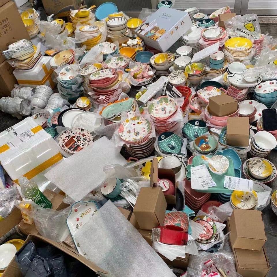 Household Various Flawed Ceramic Bowls and Plates Rice Bowls Dinner Bowls Salad Plates Soup Bowls Two-Yuan Store Street Stall